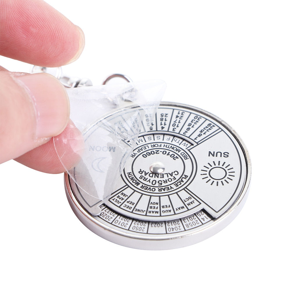 Small Silver Desk Calendar Keychain Necklace