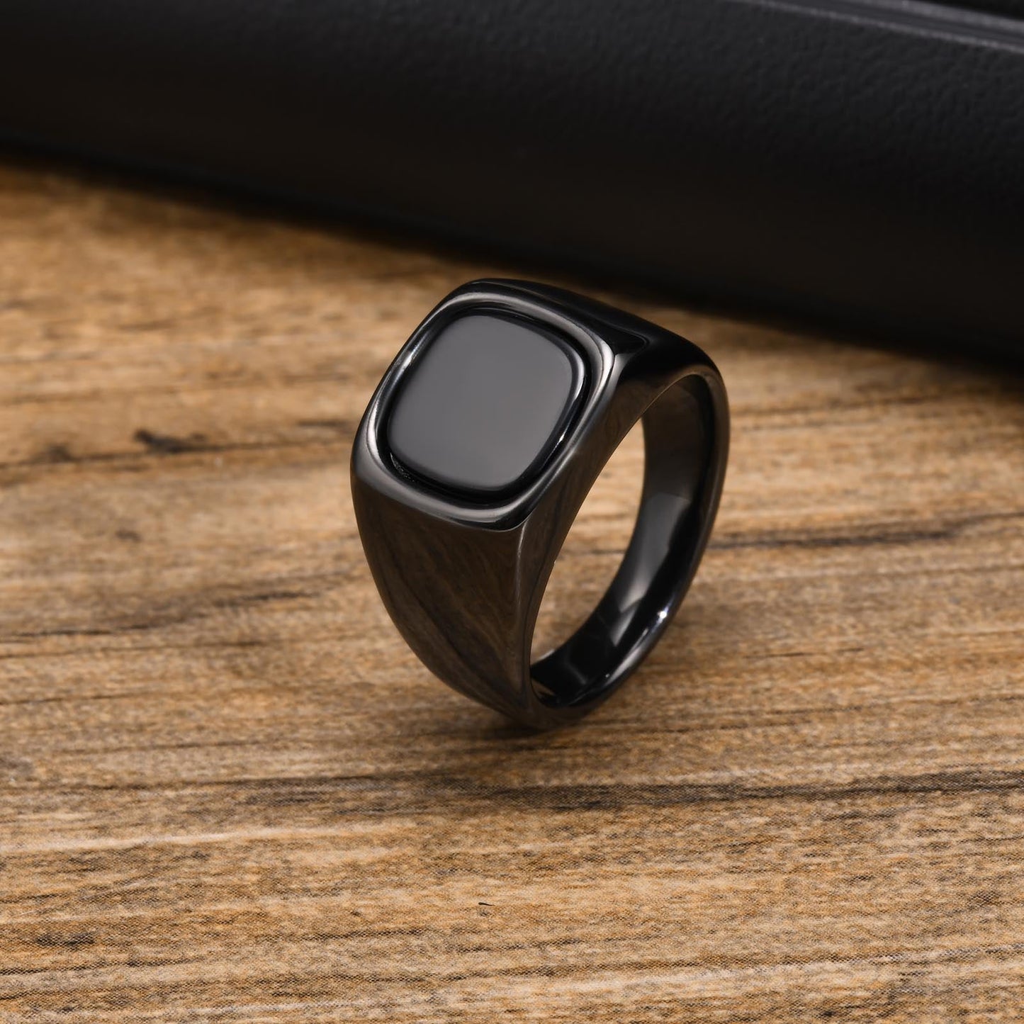 Bold Dark Grey Stainless Steel Ring