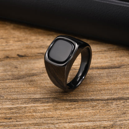Bold Dark Grey Stainless Steel Ring