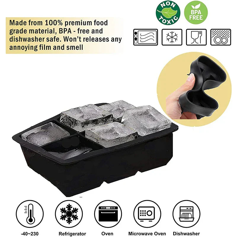 Big Flexible Ice Cube Tray, Non-Toxic & Easy Clean