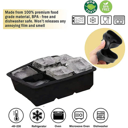 Big Flexible Ice Cube Tray, Non-Toxic & Easy Clean