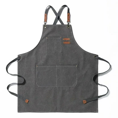 Practical Adjustable Cross Back Apron With Pockets