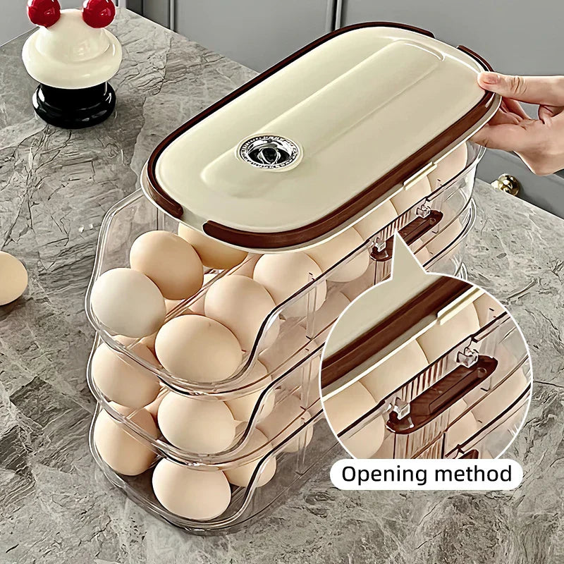 Clear Adjustable Refrigerator Egg Holder Container