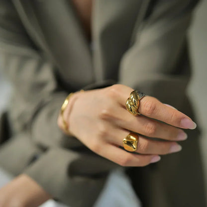 Luxurious Two Tone Gold Finish Cocktail Ring