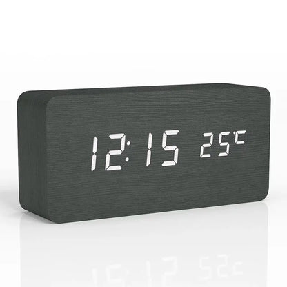 Contemporary Wood LED Alarm Clock - Luxicro