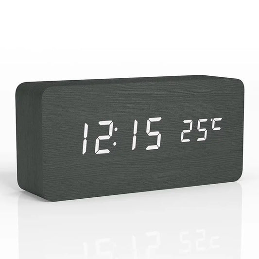 Contemporary Wood LED Alarm Clock - Luxicro