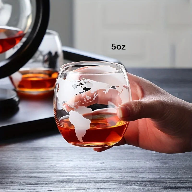 Unique Glass Globe Whiskey Decanter Set