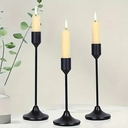 Modern Black Metal Candle Holders Set of 3 - Luxicro