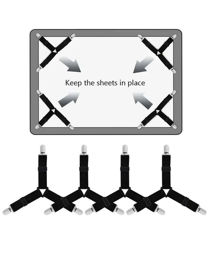 Easy Fit Bed Sheet Fasteners - 4 Pack Adjustable Straps