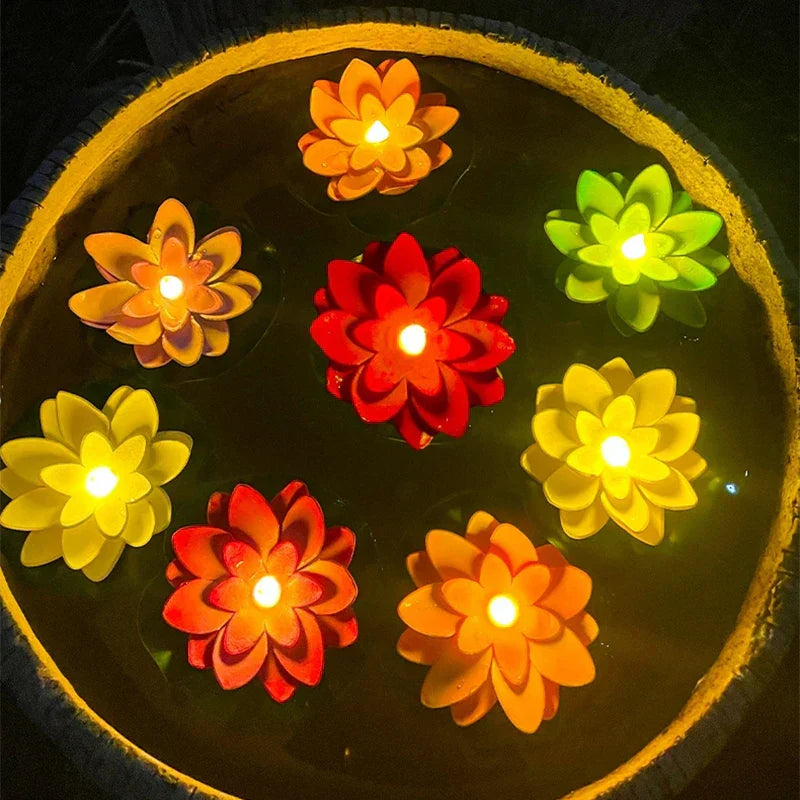 Beautiful Water Lily Pond Table Lamp with LED Light