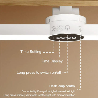 Bright LED Desk Light with Clock and USB Charging