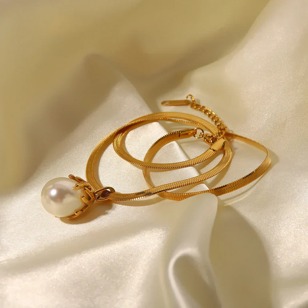 High Quality 18k Pearl Necklace Set