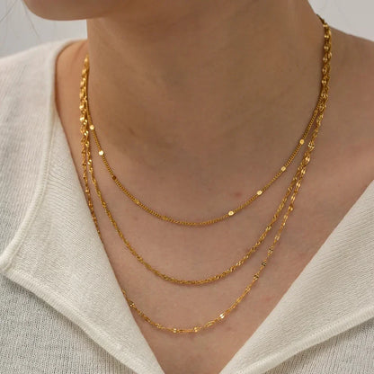 Dainty Triple Layer Gold Chain Necklace Set - Luxicro