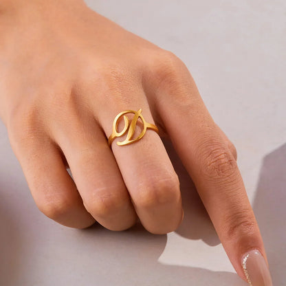 Custom Engraved Initial Silver Ring
