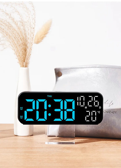 Digital LED Wall Clock with Date and Temperature