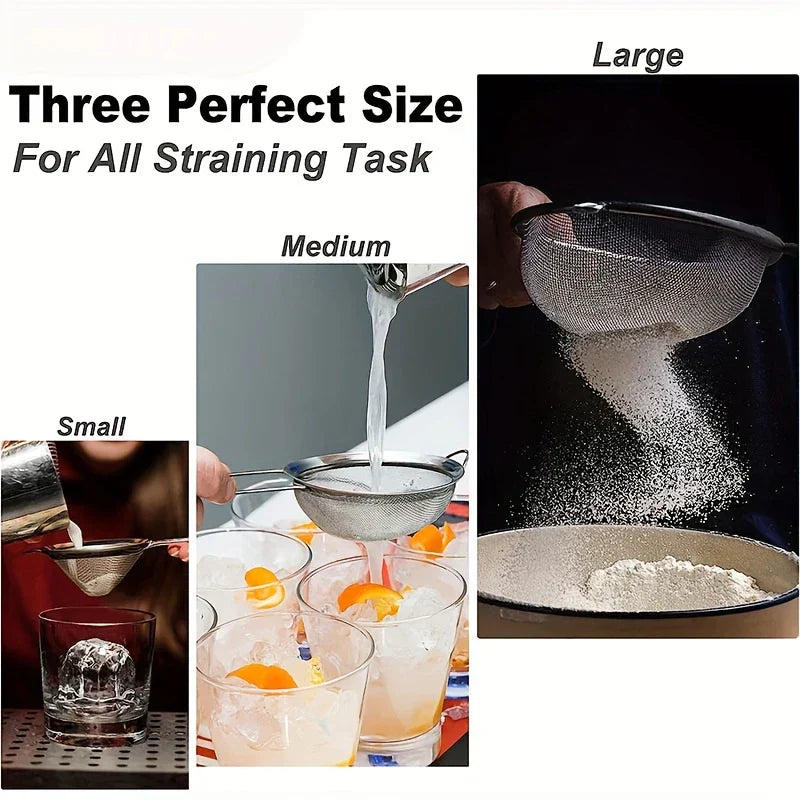 Premium Stainless Steel Mesh Sieve Set 3 Piece