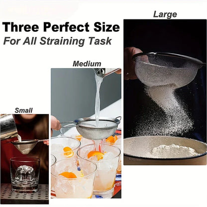Premium Stainless Steel Mesh Sieve Set 3 Piece