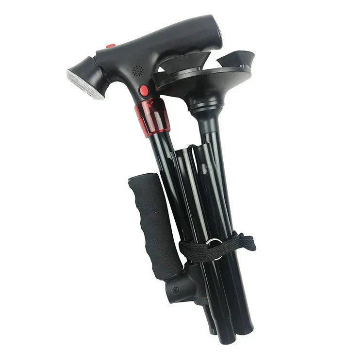 Compact LED Flashlight Walking Stick with Safety Alarm - Luxicro