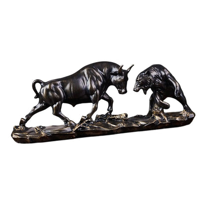 Decorative Bear and Bull Figurine Set