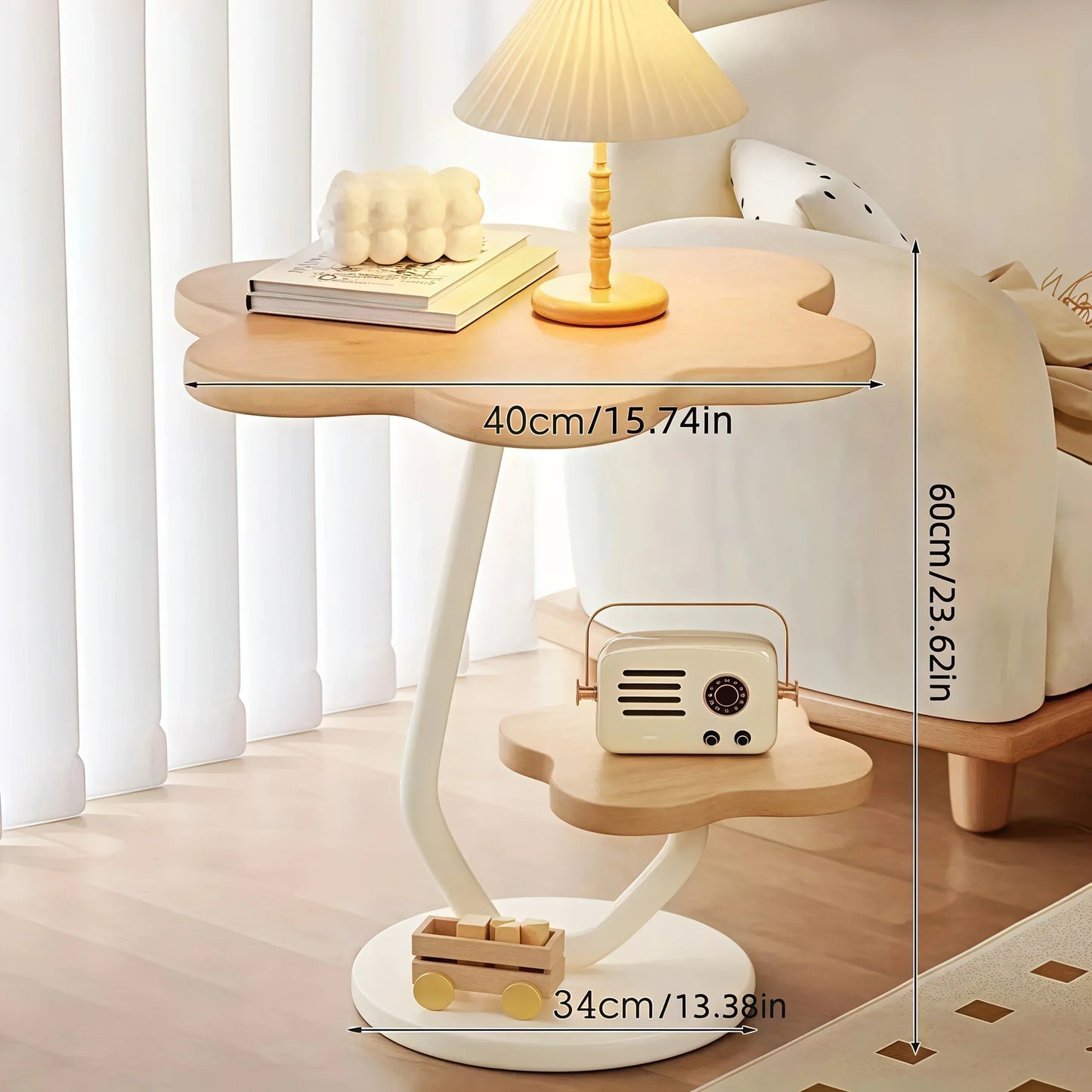 Stylish 2 Tier Metal Side Table with Storage