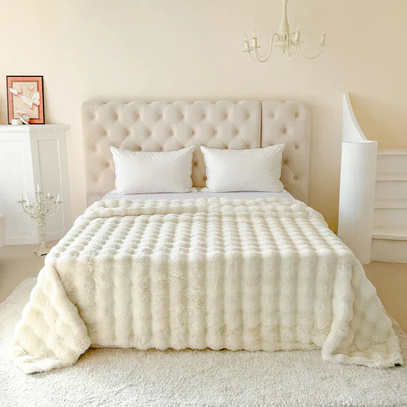 Plush Double Layer Faux Fur Throw Blanket