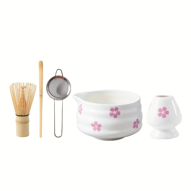 Delicate Ceramic Matcha Tea Bowl Set With Whisk