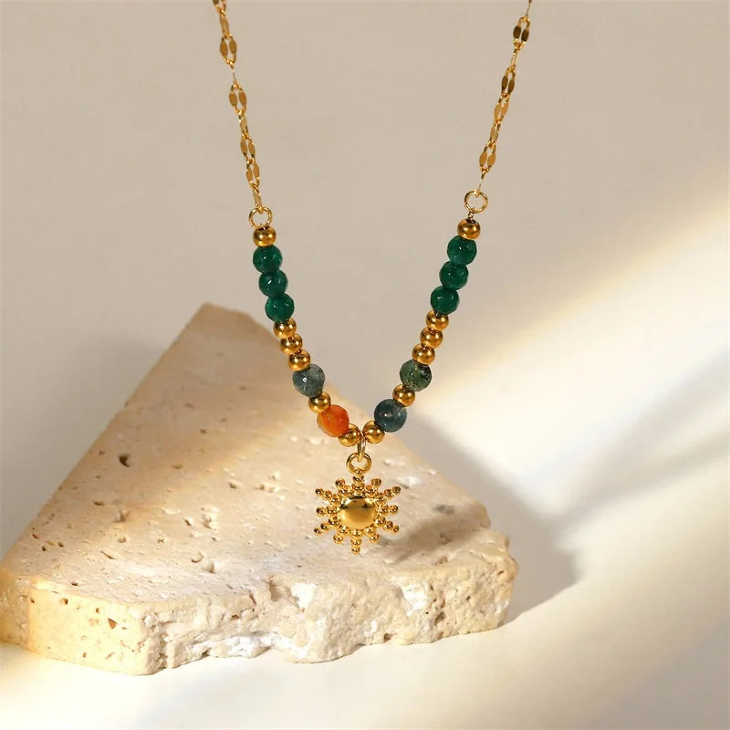 Dainty Boho Chic Sun Drop Necklace