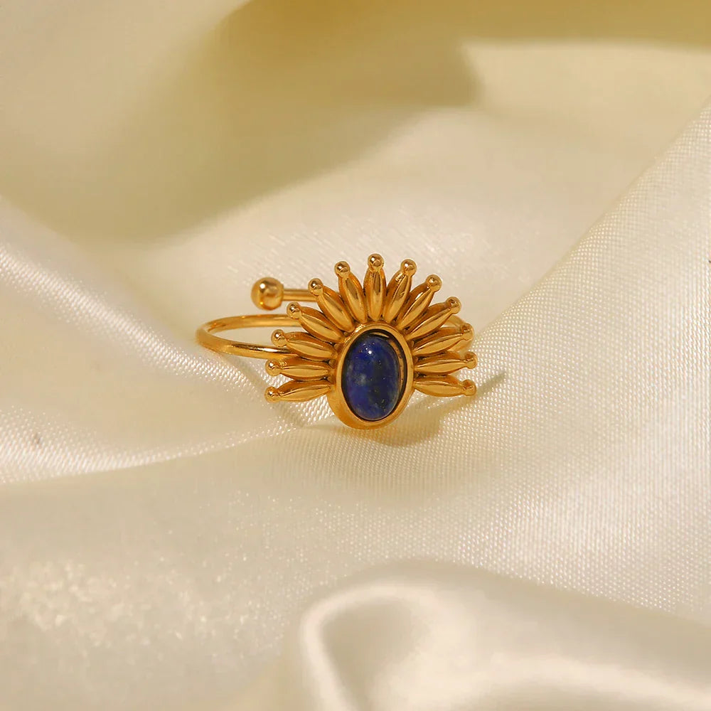 Dainty Sky Blue Gemstone Sun Ring