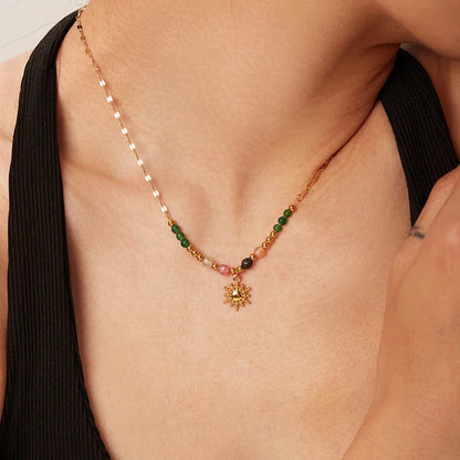 Dainty Boho Chic Sun Drop Necklace