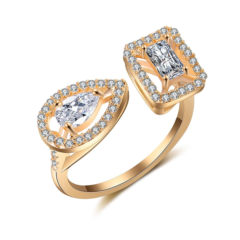 Trendy CZ Solitaire Adjustable Ring