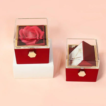 Beautiful Rose Rotating Jewelry Storage Box