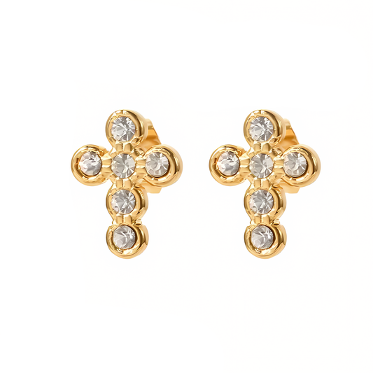 Dainty Sterling Silver Cross Studs - Luxicro