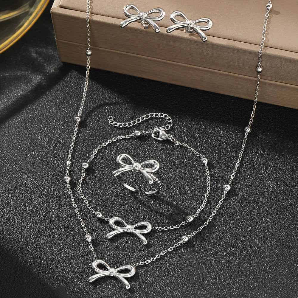 Dainty Pearl Satellite Necklace Set for Ladies