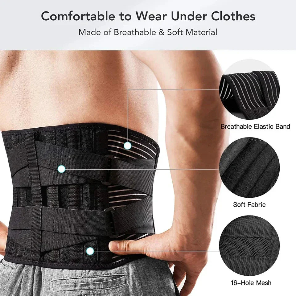 Comfortable Back Support Brace with Adjustable Lumbar Belt - Luxicro