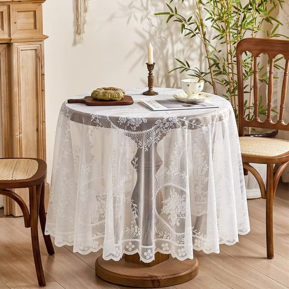 Delicate Floral Circular Table Cover