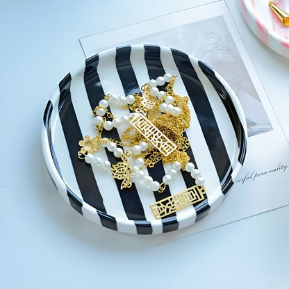 Decorative Porcelain Striped Jewellery Dish