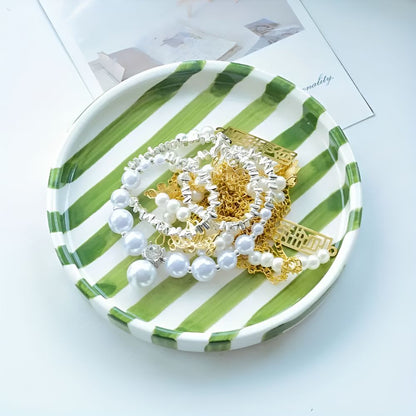 Decorative Porcelain Striped Jewellery Dish
