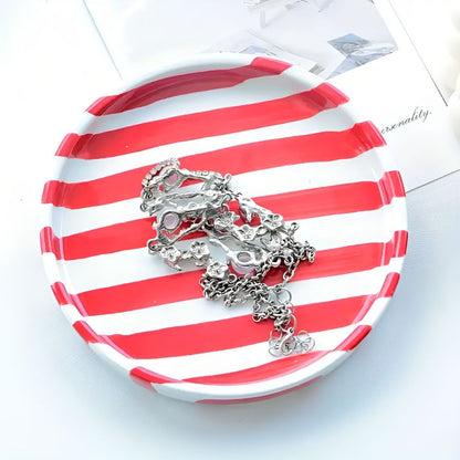 Decorative Porcelain Striped Jewellery Dish
