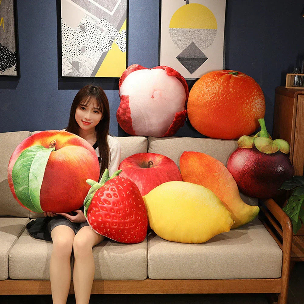 Cute Fuzzy Fruit Throw Pillow