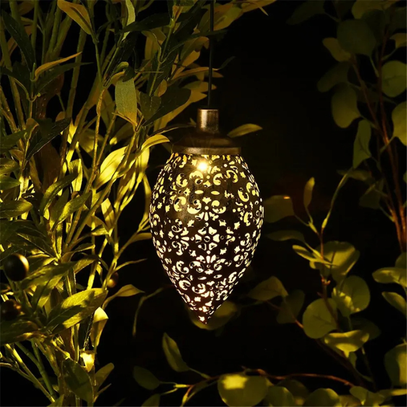 Decorative Solar Garden Lantern with Moroccan Design - Luxicro