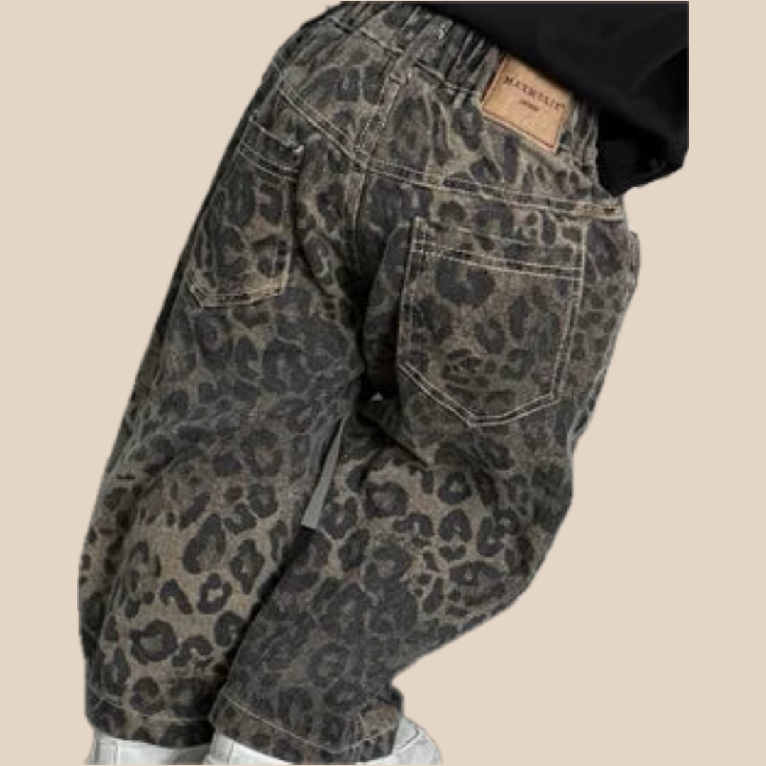 Cool Boys Leopard Jeans - Soft Black Cotton Pants