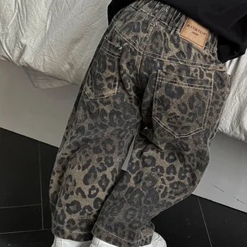 Cool Boys Leopard Jeans - Soft Black Cotton Pants - Luxicro
