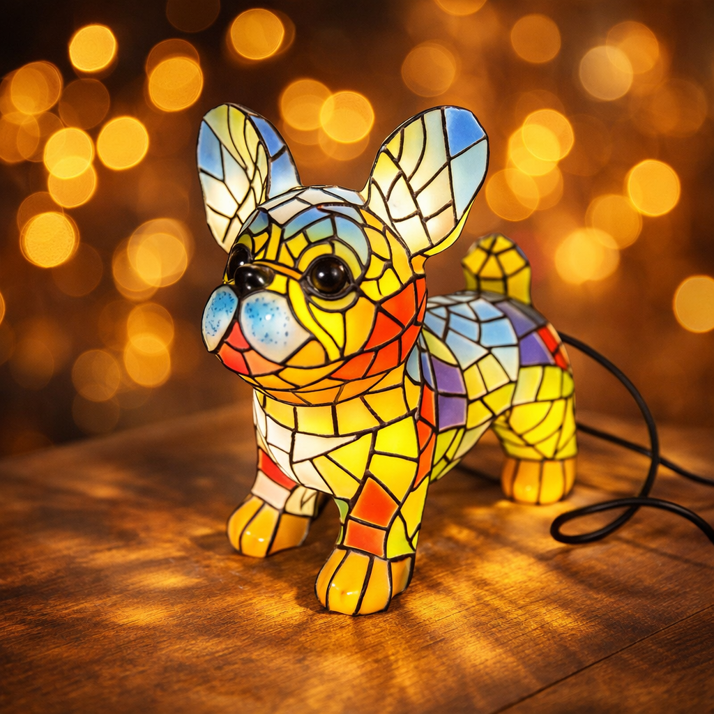 Cute Dog Table Lamp – Resin Puppy Figurine Light - Luxicro