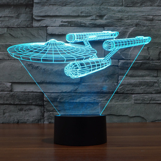 Bright Star Wars Style Desk Lamp with LED Ship Effect - Luxicro