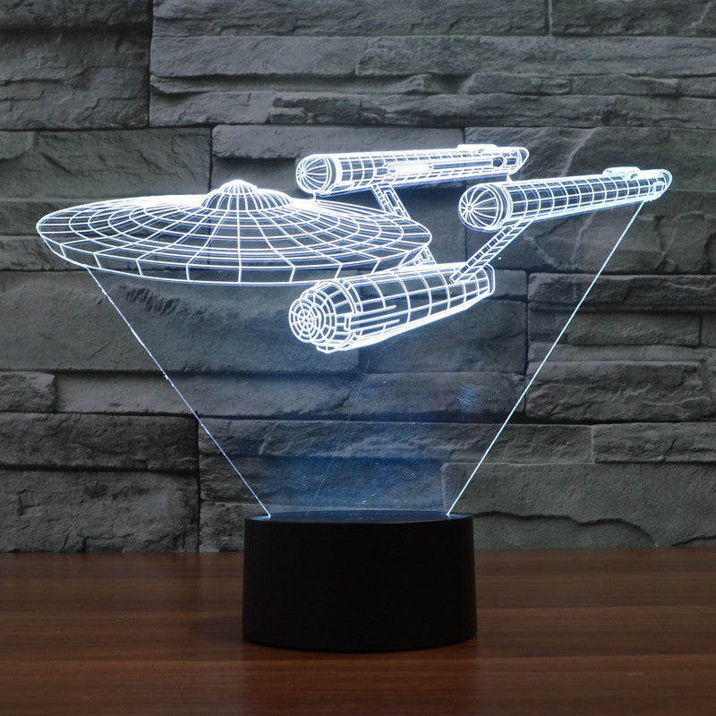Vibrant Star Trek Table Lamp with Glow Ship Effect