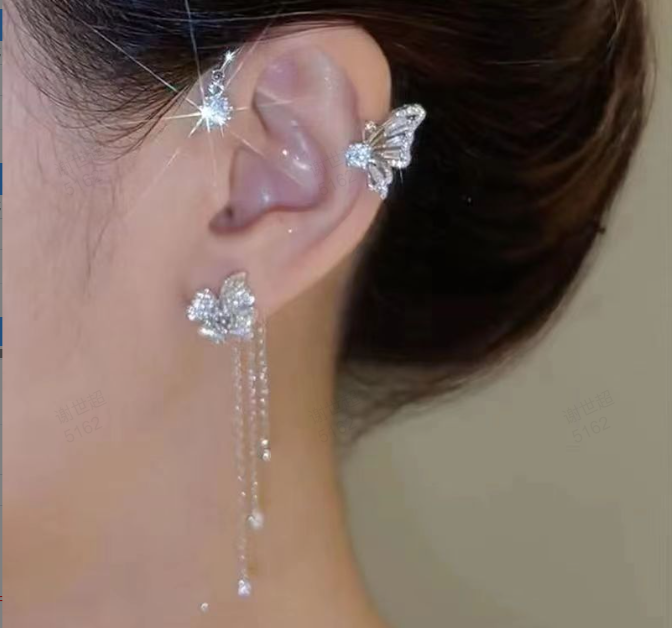Beautiful Butterfly Earrings with Dazzling Cubic Zirconia