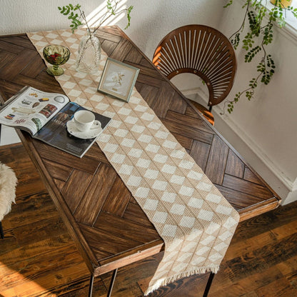 Embroidered Fringe Crystal Table Runner - Luxicro