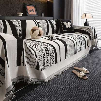 Boho Chic Fringed Couch Slipcover - Luxicro