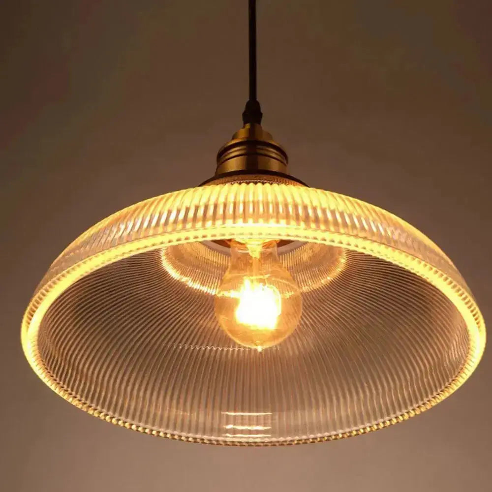Classic Glass Pendant Light - Elegant Striped Home Lamp - Luxicro