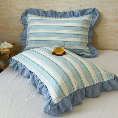 Colorful Ruffled Pillow Covers in Various Patterns